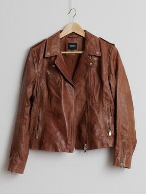 Lamarque Brown Leather Moto Jacket